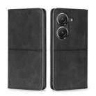 For Asus Zenfone 9 Cow Texture Magnetic Horizontal Flip Leather Phone Case(Black) - 1