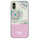 For iPhone X / XS Bronzing Butterfly Flower TPU Phone Case(Peacock Flower) - 1