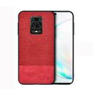 For Xiaomi Redmi Note 9 Pro Shockproof Splicing PU + Cloth Texture PC + TPU Protective Case(Red) - 1