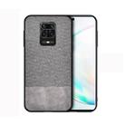 For Xiaomi Redmi Note 9 Pro Shockproof Splicing PU + Cloth Texture PC + TPU Protective Case(Grey) - 1