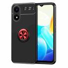 For vivo Y02S Metal Ring Holder TPU Phone Case(Black+Red) - 1