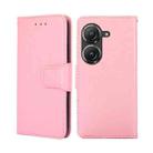 For Asus Zenfone 9 Crystal Texture Horizontal Flip Leather Phone Case(Pink) - 1