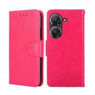 For Asus Zenfone 9 Crystal Texture Horizontal Flip Leather Phone Case(Rose Red) - 1