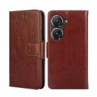 For Asus Zenfone 9 Crystal Texture Horizontal Flip Leather Phone Case(Brown) - 1