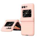 For Motorola Moto Razr 2022 Skin Feel Macaron Three-piece Set Hinge Phone Case(Pink) - 1