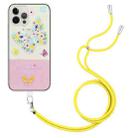 For iPhone 13 Pro Bronzing Butterfly Flower TPU Phone Case with Lanyard (Colorful Butterfly) - 1
