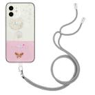 For iPhone 12 Bronzing Butterfly Flower TPU Phone Case with Lanyard(Dandelions) - 1