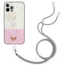 For iPhone 12 Pro Max Bronzing Butterfly Flower TPU Phone Case with Lanyard(Dandelions) - 1