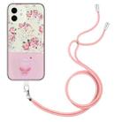 For iPhone 11 Bronzing Butterfly Flower TPU Phone Case with Lanyard (Peony) - 1