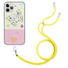 For iPhone 11 Pro Bronzing Butterfly Flower TPU Phone Casewith Lanyard (Colorful Butterfly) - 1