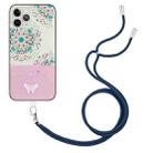 For iPhone 11 Pro Bronzing Butterfly Flower TPU Phone Casewith Lanyard (Peacock Flower) - 1