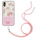 For iPhone X / XS Bronzing Butterfly Flower TPU Phone Case with Lanyard(Peony) - 1