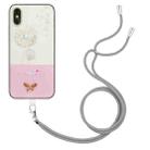For iPhone X / XS Bronzing Butterfly Flower TPU Phone Case with Lanyard(Dandelions) - 1