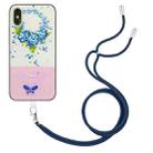 For iPhone X / XS Bronzing Butterfly Flower TPU Phone Case with Lanyard(Hydrangea) - 1