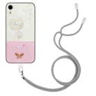 For iPhone XR Bronzing Butterfly Flower TPU Phone Case with Lanyard(Dandelions) - 1