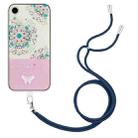 For iPhone XR Bronzing Butterfly Flower TPU Phone Case with Lanyard(Peacock Flower) - 1