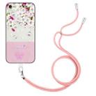 For iPhone SE 2022 / SE 2020 / 8 / 7 Bronzing Butterfly Flower TPU Phone Case with Lanyard(Peach Blossoms) - 1