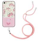 For iPhone SE 2022 / SE 2020 / 8 / 7 Bronzing Butterfly Flower TPU Phone Case with Lanyard(Peony) - 1