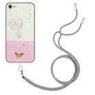 For iPhone SE 2022 / SE 2020 / 8 / 7 Bronzing Butterfly Flower TPU Phone Case with Lanyard(Dandelions) - 1