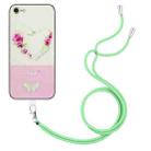 For iPhone SE 2022 / SE 2020 / 8 / 7 Bronzing Butterfly Flower TPU Phone Case with Lanyard(Rose Heart) - 1