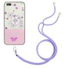 Bronzing Butterfly Flower TPU Phone Case with Lanyard For iPhone 8 Plus / 7 Plus(Cherry Blossoms) - 1