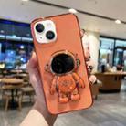 For iPhone 14 Plating Astronaut Holder TPU Phone Case (Orange Red) - 1