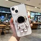 For iPhone 14 Plus Plating Astronaut Holder TPU Phone Case (Transparent White) - 1