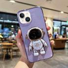 For iPhone 14 Plus Plating Astronaut Holder TPU Phone Case (Purple) - 1