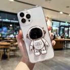 For iPhone 14 Pro Plating Astronaut Holder TPU Phone Case(Transparent White) - 1