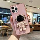 For iPhone 14 Pro Plating Astronaut Holder TPU Phone Case(Pink) - 1