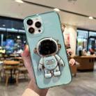 For iPhone 14 Pro Plating Astronaut Holder TPU Phone Case(Green) - 1