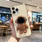 For iPhone 13 Pro Max Plating Astronaut Holder TPU Phone Case (Yellow) - 1