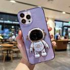 For iPhone 12 Plating Astronaut Holder TPU Phone Case(Purple) - 1