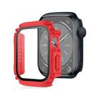 Screen Tempered Glass Film Armor Waterproof Watch Case For Apple Watch Series 8&7 45mm(Red) - 1