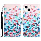 For iPhone 14 Colored Drawing Leather Phone Case (Heart) - 1