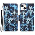 For iPhone 14 Colored Drawing Leather Phone Case (Giraffes) - 1