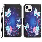 For iPhone 14 Plus Colored Drawing Leather Phone Case (Butterfly) - 1