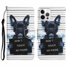 For iPhone 14 Pro Colored Drawing Leather Phone Case(Black Dog) - 1