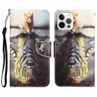 For iPhone 14 Pro Colored Drawing Leather Phone Case(Tiger) - 1