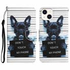 For iPhone 13 mini Colored Drawing Leather Phone Case (Black Dog) - 1
