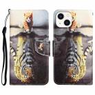 For iPhone 13 mini Colored Drawing Leather Phone Case (Tiger) - 1