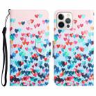 For iPhone 13 Pro Colored Drawing Leather Phone Case (Heart) - 1