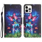 For iPhone 13 Pro Max Colored Drawing Leather Phone Case (Bottle Butterfly) - 1