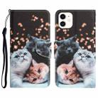 For iPhone 12 mini Colored Drawing Leather Phone Case (3 Cats) - 1