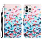 For iPhone 12 / 12 Pro Colored Drawing Leather Phone Case(Heart) - 1