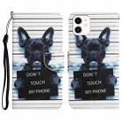 For iPhone 11 Colored Drawing Leather Phone Case (Black Dog) - 1