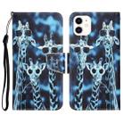 For iPhone 11 Colored Drawing Leather Phone Case (Giraffes) - 1