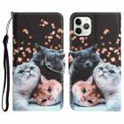 For iPhone 11 Pro Colored Drawing Leather Phone Case(3 Cats) - 1