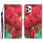 For iPhone 11 Pro Colored Drawing Leather Phone Case(Tulips) - 1