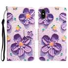 For iPhone XS Max Colored Drawing Leather Phone Case(Purple Flower) - 1